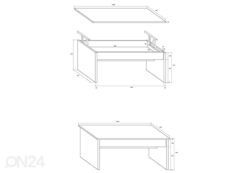 Reguleeritav diivanilaud suurendatud