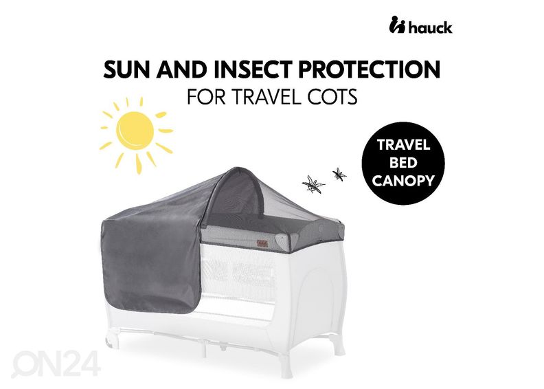 Reisivoodi baldahiin-putukavõrk Hauck Travel Bed Canopy hall suurendatud