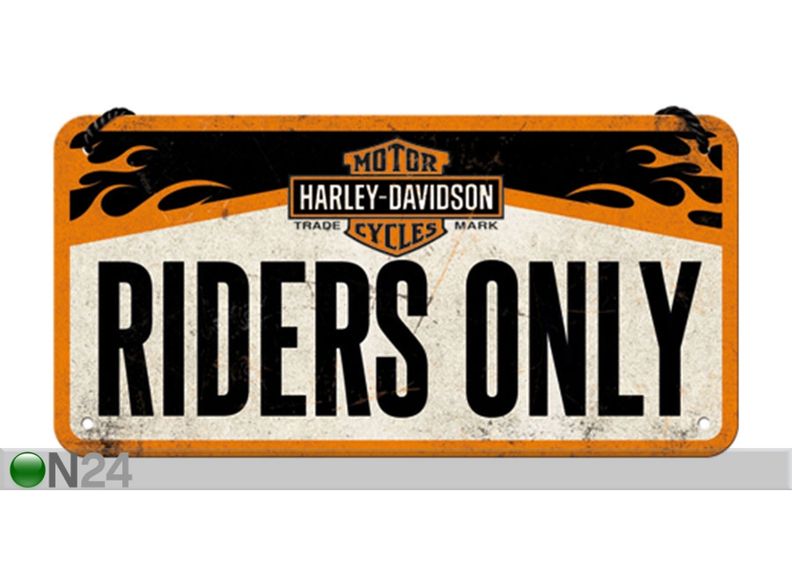 Retro metallposter Harley Davidson Riders Only 10x20 cm suurendatud