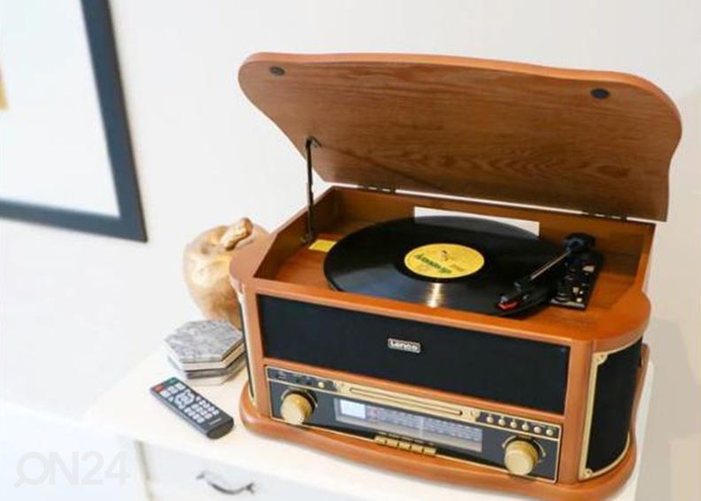 Retro-muusikakeskus vinüülplaadi- ja kassetimängijaga Lenco TCD2551WD suurendatud