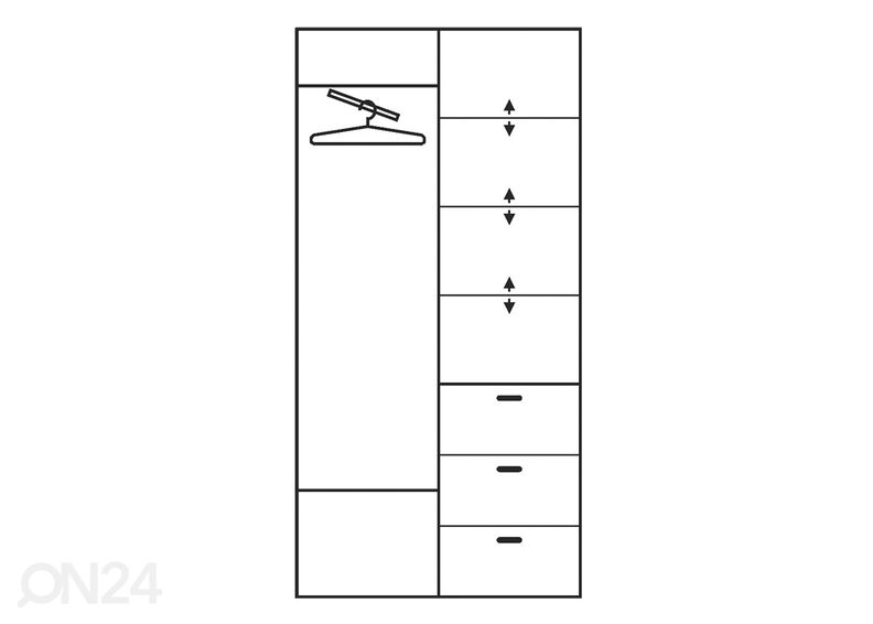 Riidekapp 100x44 cm suurendatud