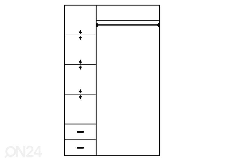 Riidekapp 120 cm suurendatud