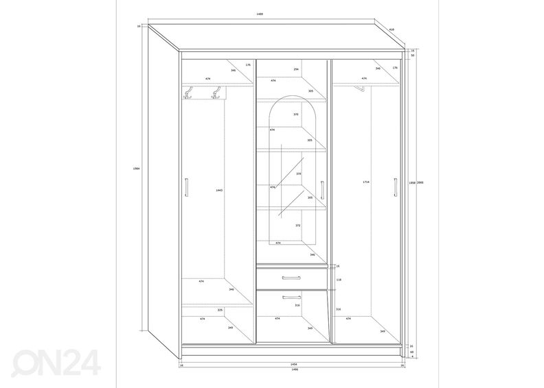 Riidekapp 149 cm suurendatud