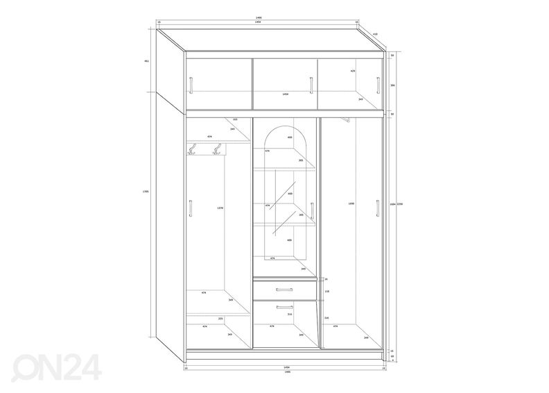 Riidekapp 149 cm suurendatud