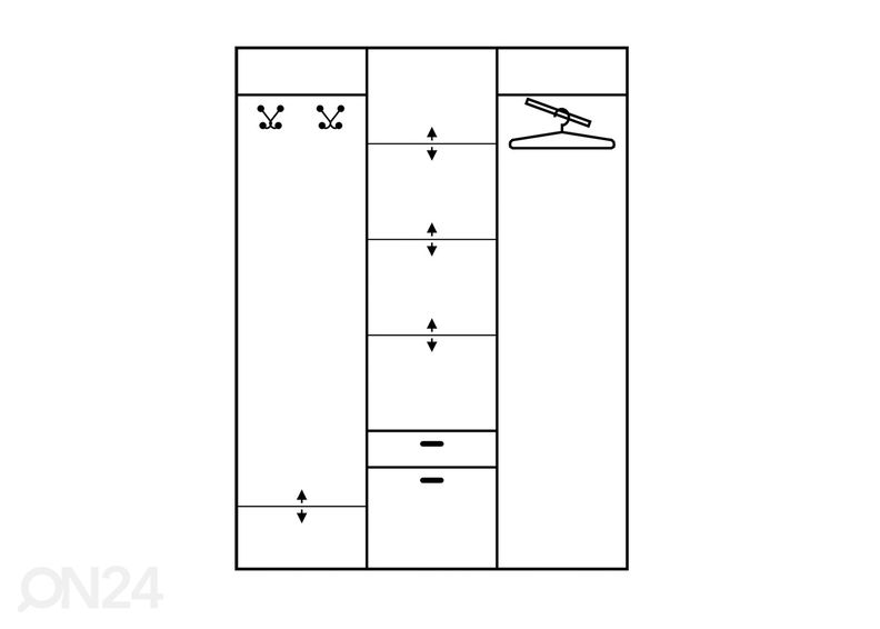 Riidekapp 149 cm suurendatud