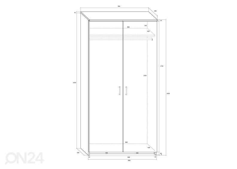 Riidekapp 90 cm suurendatud