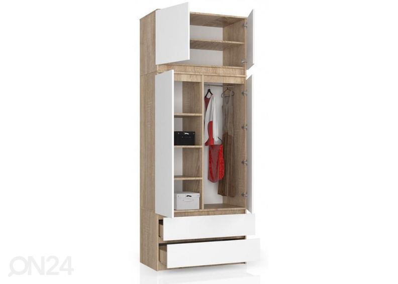 Riidekapp 90 cm, sonoma/valge suurendatud