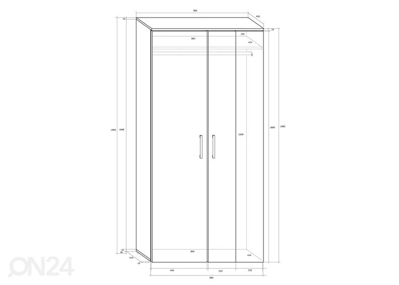 Riidekapp Bantry 90 cm suurendatud