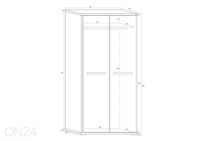 Riidekapp Cloghroe 90 cm suurendatud