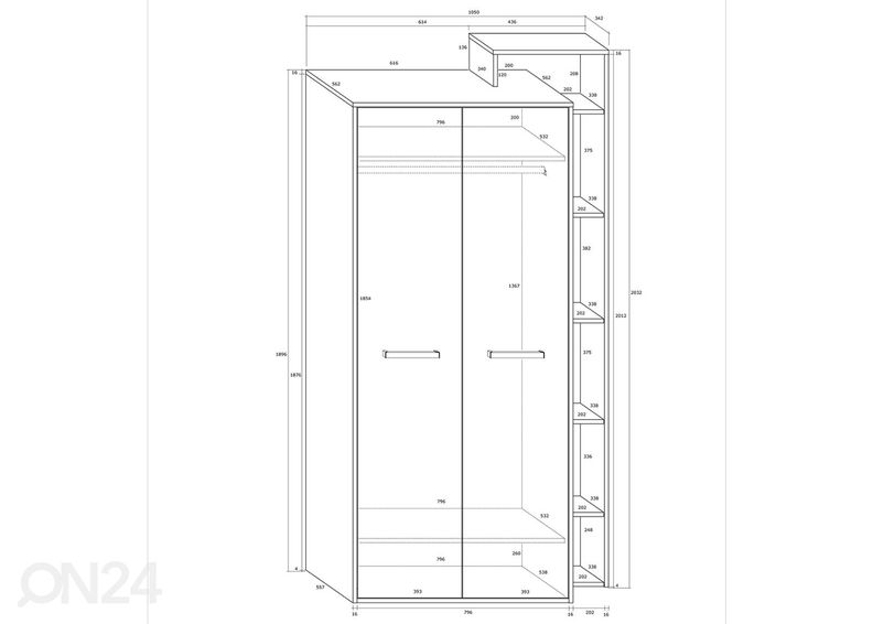 Riidekapp Macroom 105 cm suurendatud