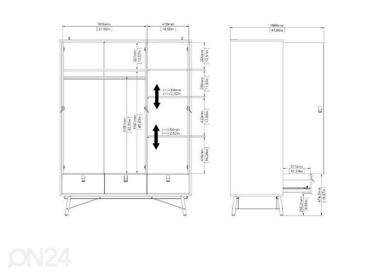 Riidekapp Ry 150 cm suurendatud