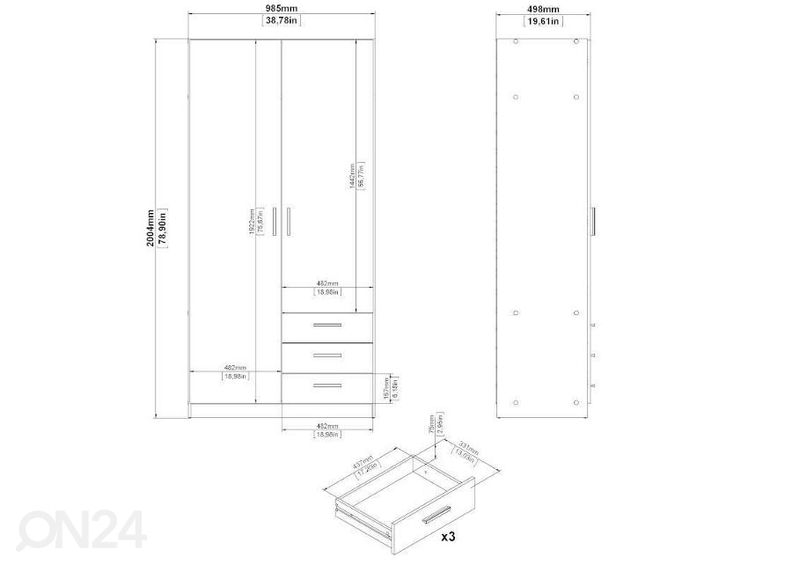 Riidekapp Sprint 98,5 cm suurendatud