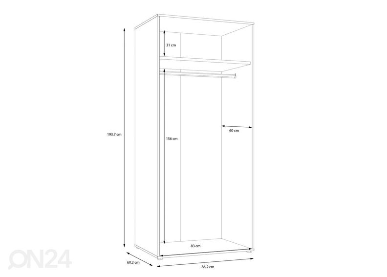 Riidekapp Tommy 86 cm suurendatud