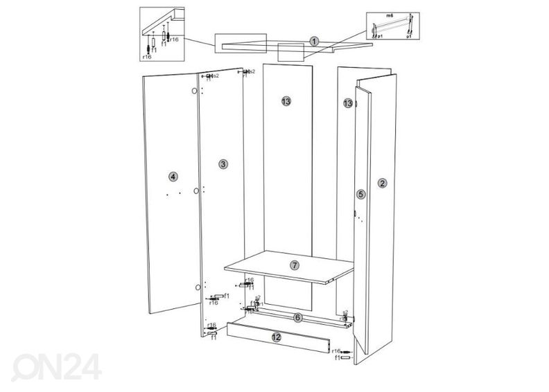 Riidekapp Top mix 60 cm suurendatud