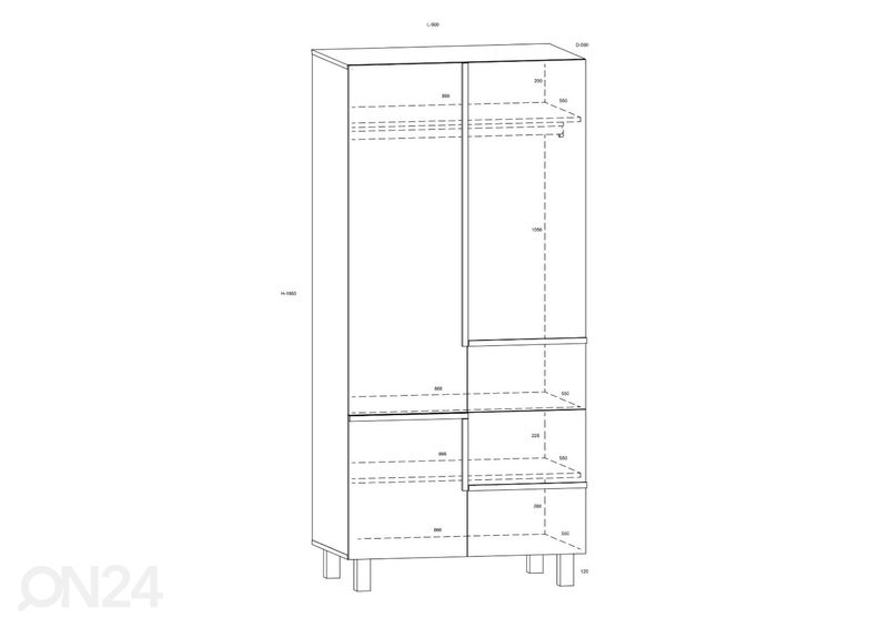 Riidekapp Youghal 90 cm suurendatud