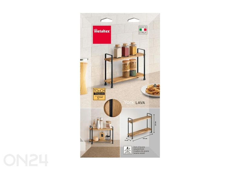 Riiul 2x York 34x8x23cm, must + akaatsia puit suurendatud