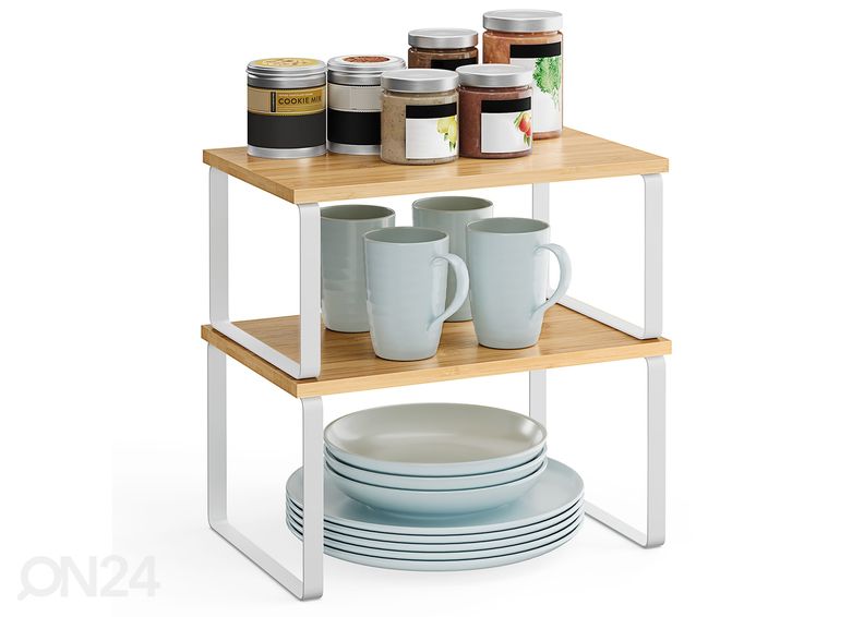 Riiul lauale 2tk, valge/bambus suurendatud