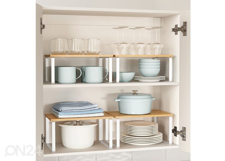 Riiul lauale 2tk, valge/bambus suurendatud