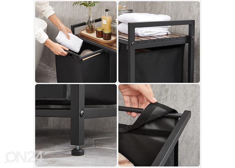 Riiuliga pesukorvide komplekt 2 tk, pruun/must suurendatud