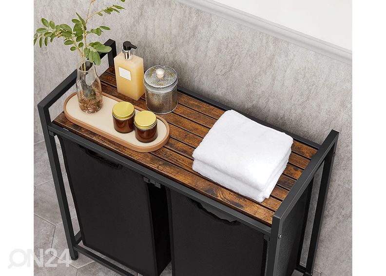 Riiuliga pesukorvide komplekt 2 tk, pruun/must suurendatud