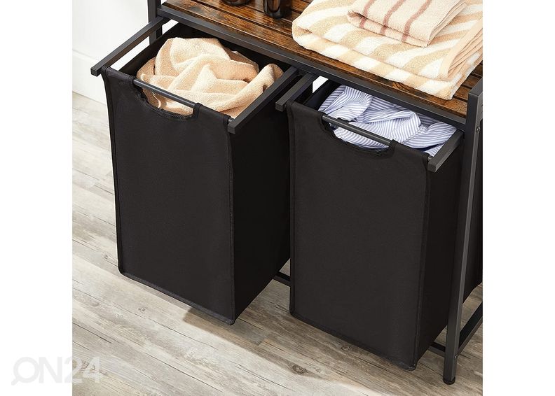 Riiuliga pesukorvide komplekt 2 tk, pruun/must suurendatud