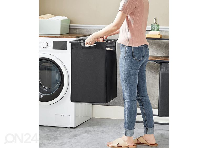 Riiuliga pesukorvide komplekt 2 tk, pruun/must suurendatud