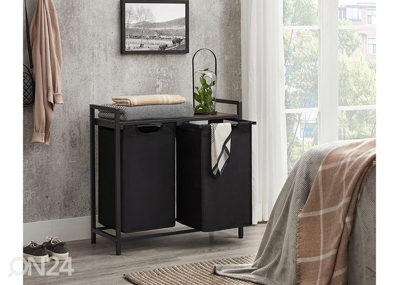 Riiuliga pesukorvide komplekt 2 tk, pruun/must suurendatud