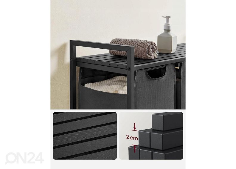 Riiuliga pesukorvide komplekt 3 tk suurendatud