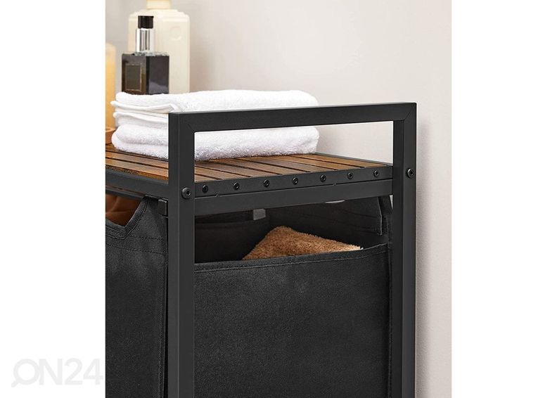 Riiuliga pesukorvide komplekt 3 tk, pruun/must suurendatud