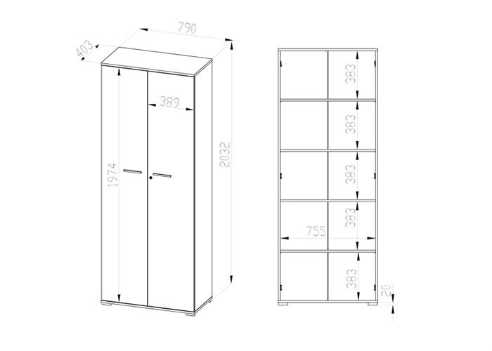 Riiulitega kapp suurendatud