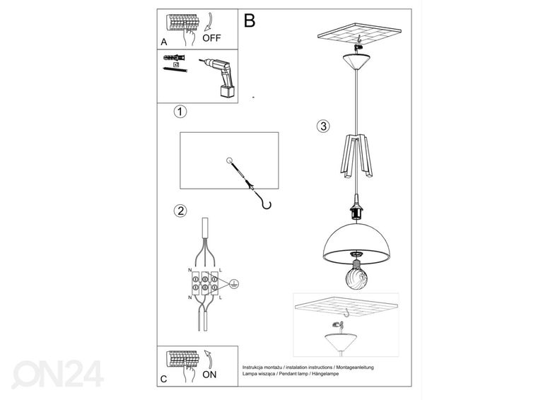 Rippvalgusti Casco, must/valge suurendatud