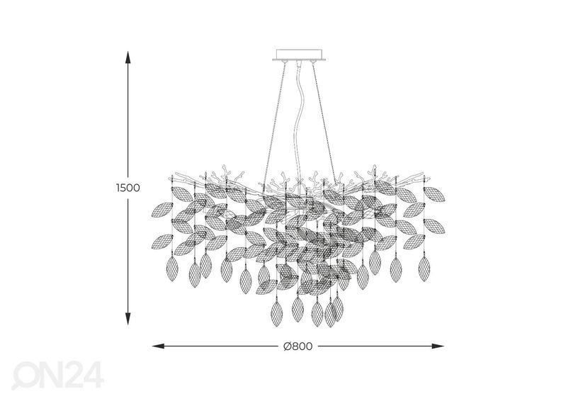 Rippvalgusti Cindy Chrome Ø 80 cm suurendatud
