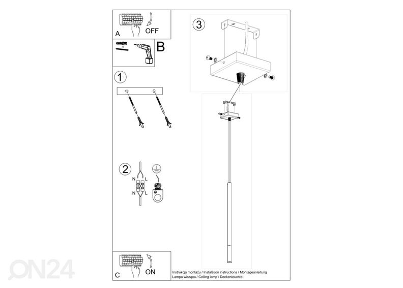 Rippvalgusti Mozaica 1, must/kroom suurendatud