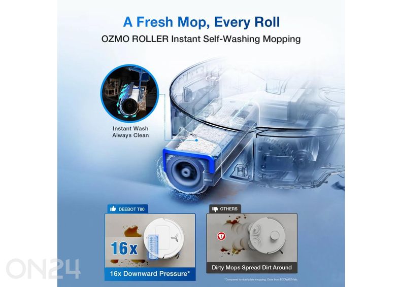 Robottolmuimeja Ecovacs Deebot T80 OMNI, märg- ja kuivpuhastus, must suurendatud