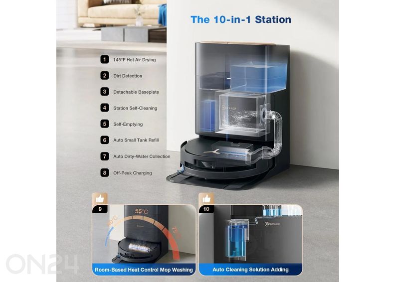 Robottolmuimeja Ecovacs Deebot X9 PRO OMNI, märg- ja kuivpuhastus, must suurendatud