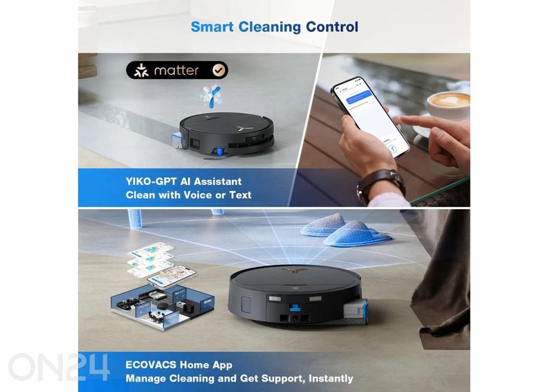 Robottolmuimeja Ecovacs Deebot X9 PRO OMNI, märg- ja kuivpuhastus, must suurendatud