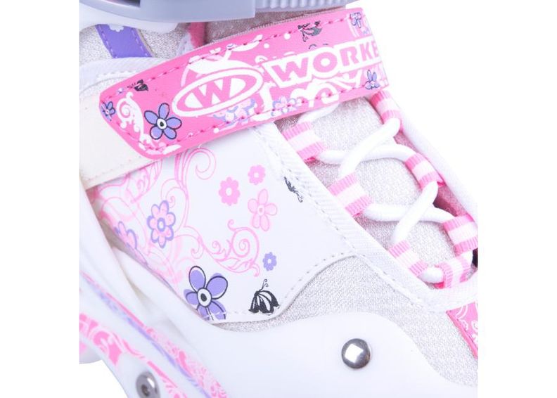 Rulluisud lastele reguleeritavad helendatavate tuledega Diane WORKER suurendatud