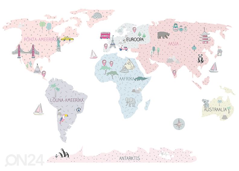 Seinakleebis Maakaart S eesti keeles, roosa suurendatud