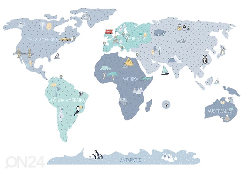 Seinakleebis Maakaart S eesti keeles, sinine suurendatud