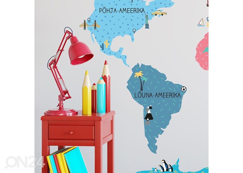 Seinakleebis Maakaart S eesti keeles, värviline suurendatud