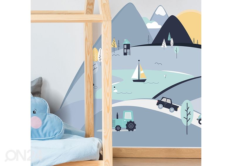 Seinakleebis Sinised mäed L suurendatud