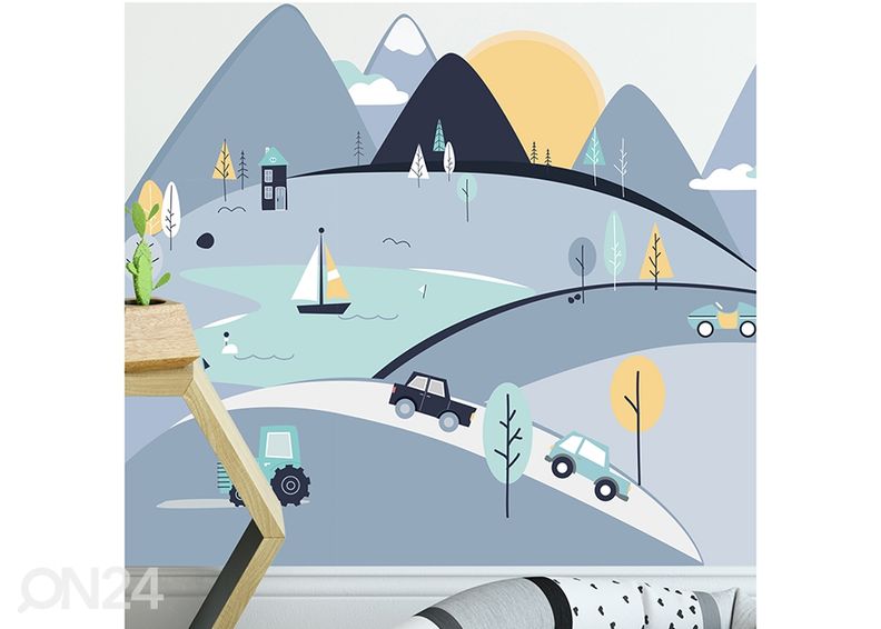 Seinakleebis Sinised mäed L suurendatud