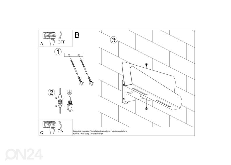 Seinalamp Bascia, valge suurendatud