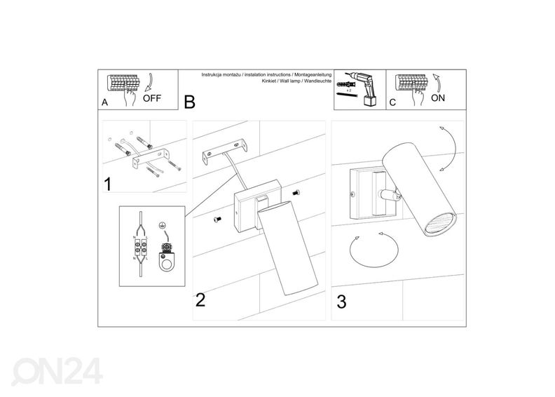 Seinalamp Direzione, must suurendatud
