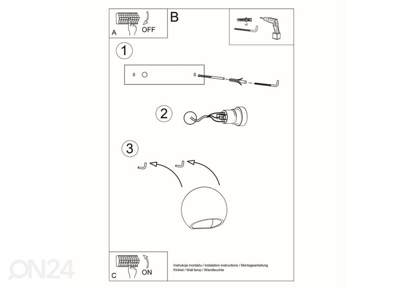 Seinalamp keraamiline Globe suurendatud
