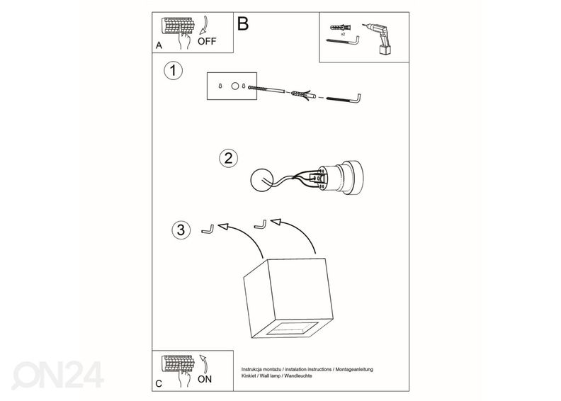 Seinalamp Leo keraamiline, valge suurendatud