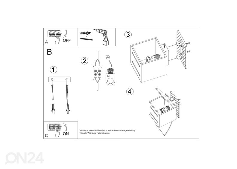 Seinalamp Loreto, valge suurendatud