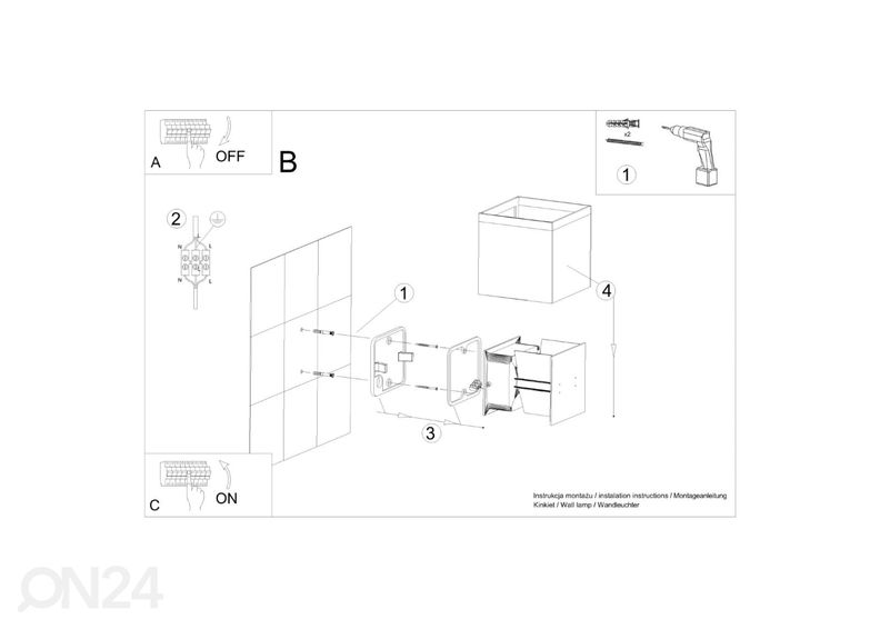 Seinalamp Luca LED suurendatud