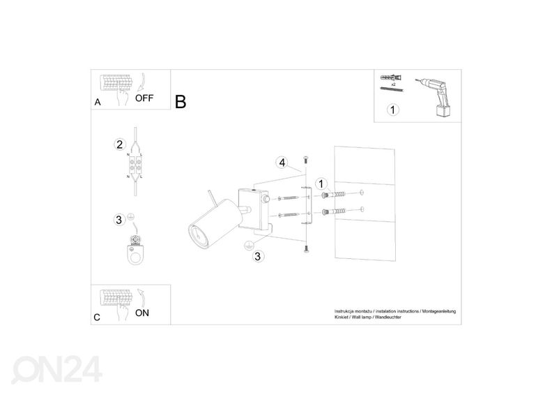 Seinalamp Ring must lülitiga suurendatud