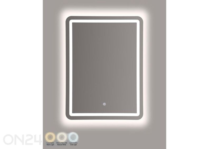 Seinapeegel LED 60x80 cm, hõbedane suurendatud